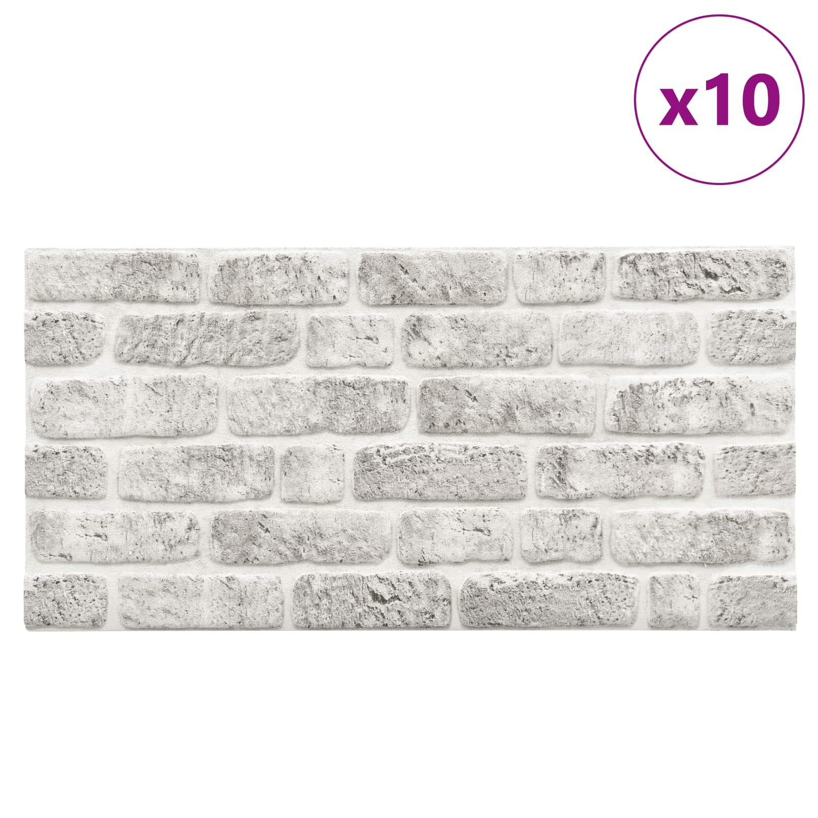 Väggpaneler 10 st 100 x 50 cm Ljusgrå EPS Skum