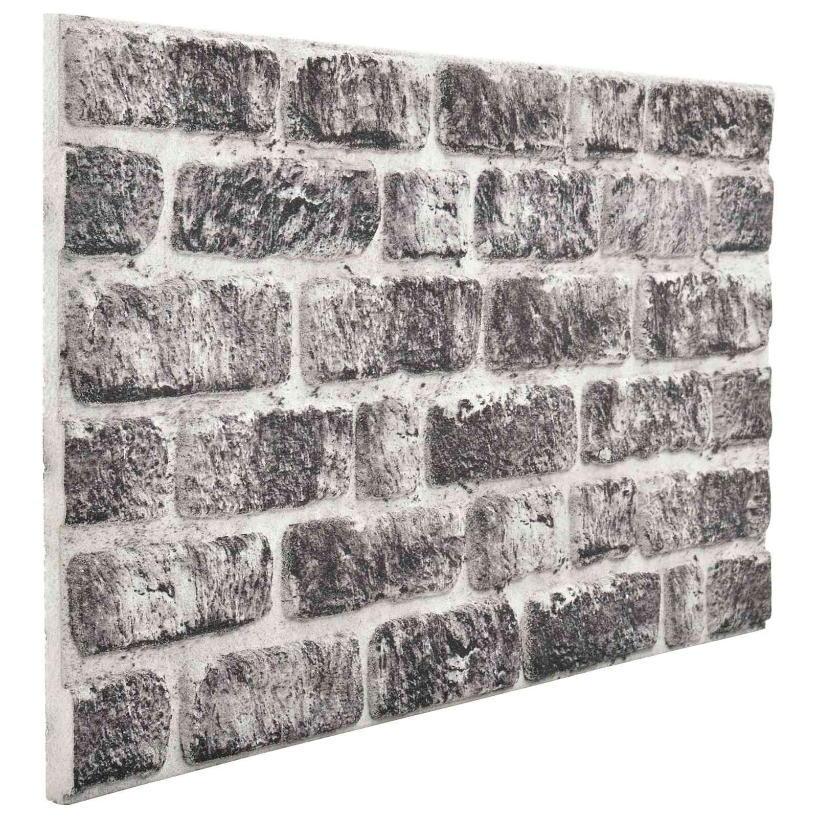 Väggpaneler 10 st 100 x 50 cm Mörkgrå och vit EPS Skum