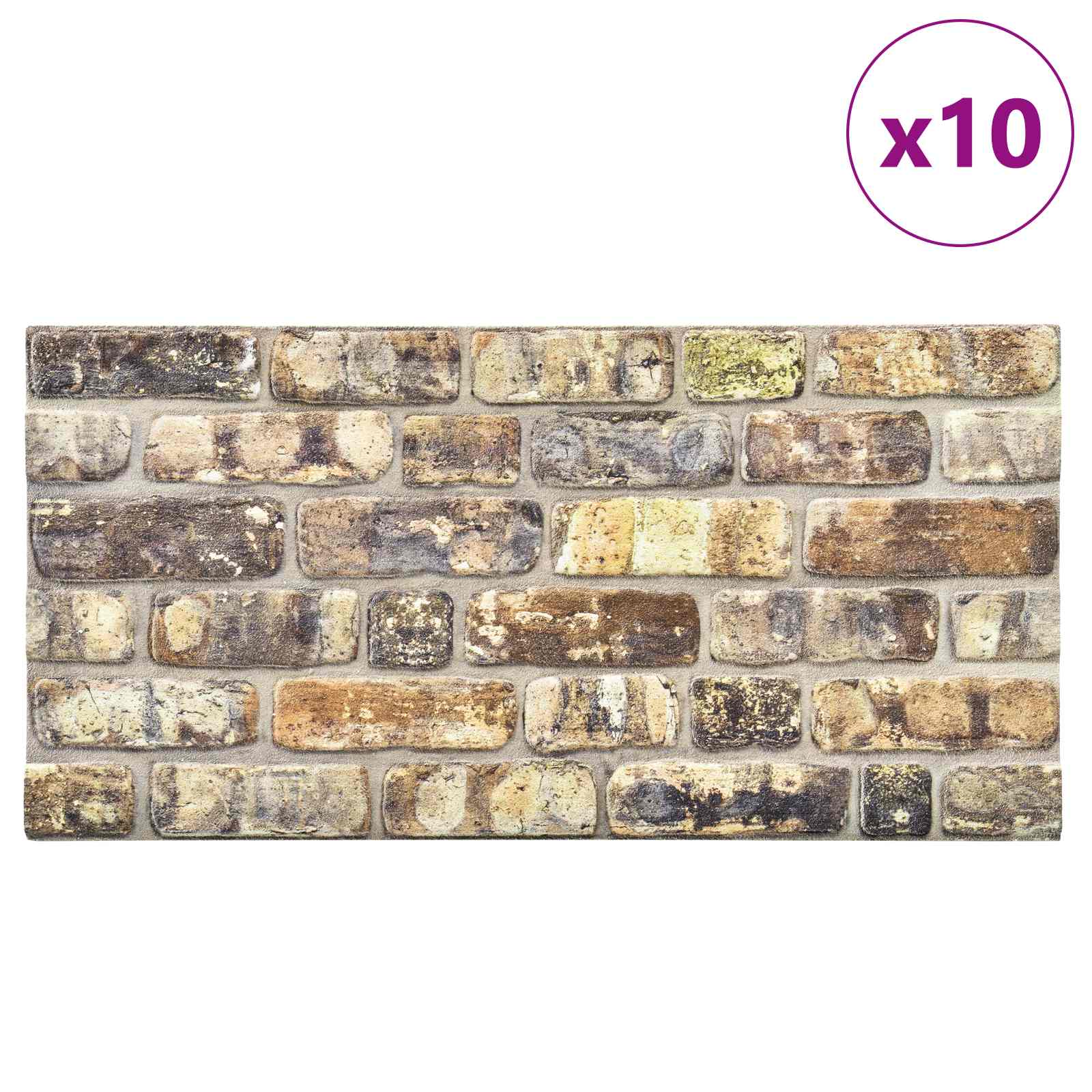Väggpaneler 10 st 100 x 50 cm Flerfärgsdesign EPS Skum