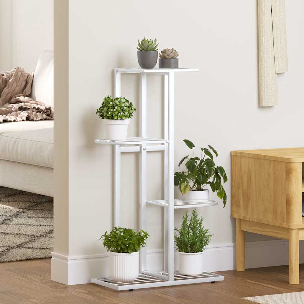 Växtställ med 4 hyllor 43x22x76 cm vit metall