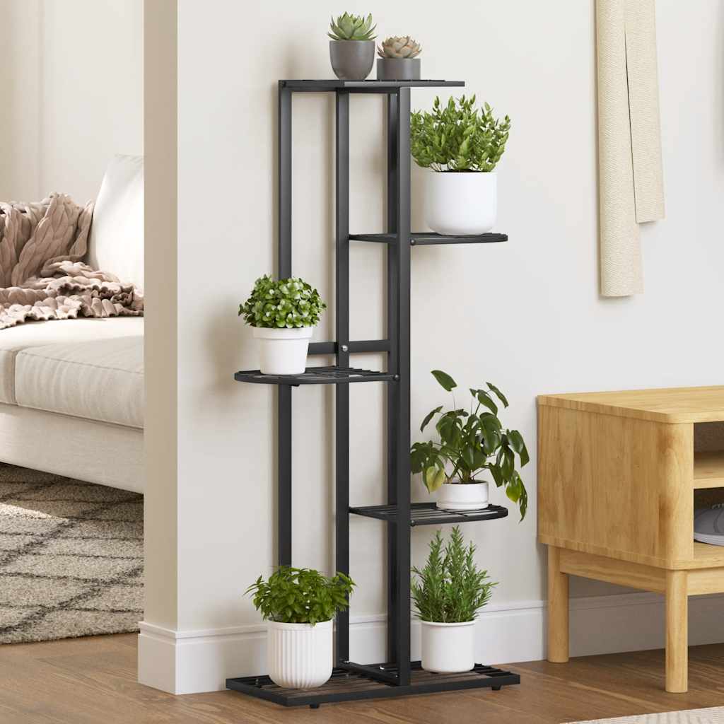 Växtställ med 5 hyllor 43x22x98 cm svart metall
