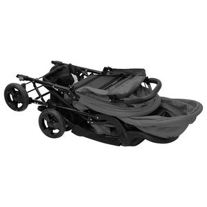 Tandem tvillingvagn mörkgrå stål