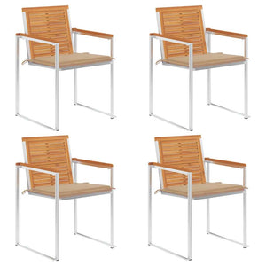 Trädgårdsstolar med dynor 4 st massivt akaciaträ