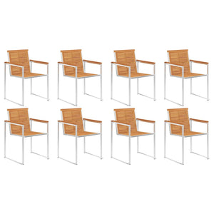 Trädgårdsstolar med dynor 8 st massivt akaciaträ