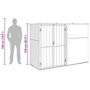 Trädgårdsskjul brun 225x89x161 cm galvaniserat stål