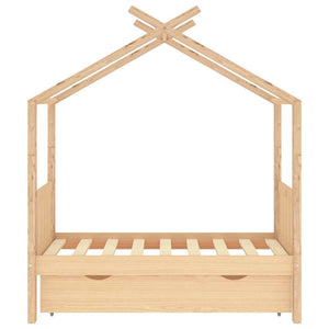 Barnsäng med låda massiv furu 70x140 cm