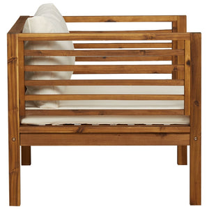 Trädgårdsstol med gräddvita dynor massivt akaciaträ