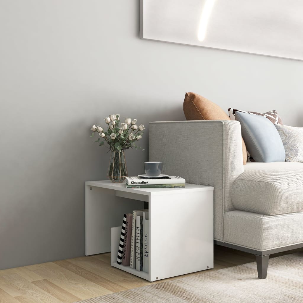 Sidobord vit 59x36x38 cm konstruerat trä