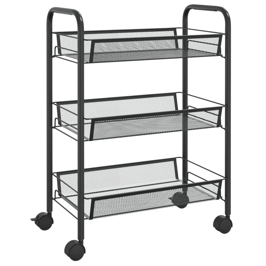 Rullvagn 3 våningar svart 46x26x64 cm järn
