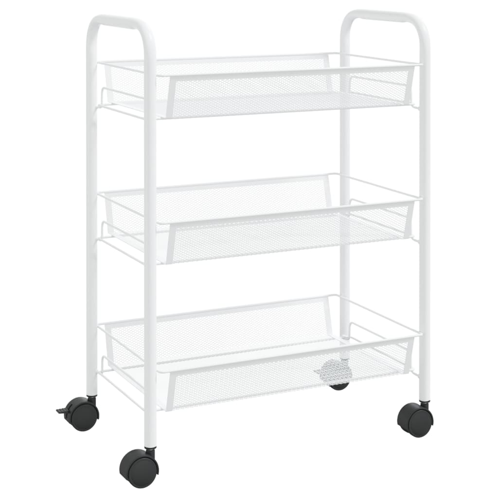Rullvagn 3 våningar vit 46x26x64 cm järn