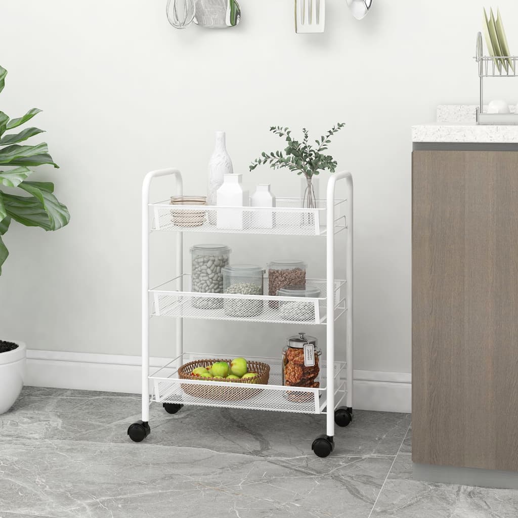 Rullvagn 3 våningar vit 46x26x64 cm järn