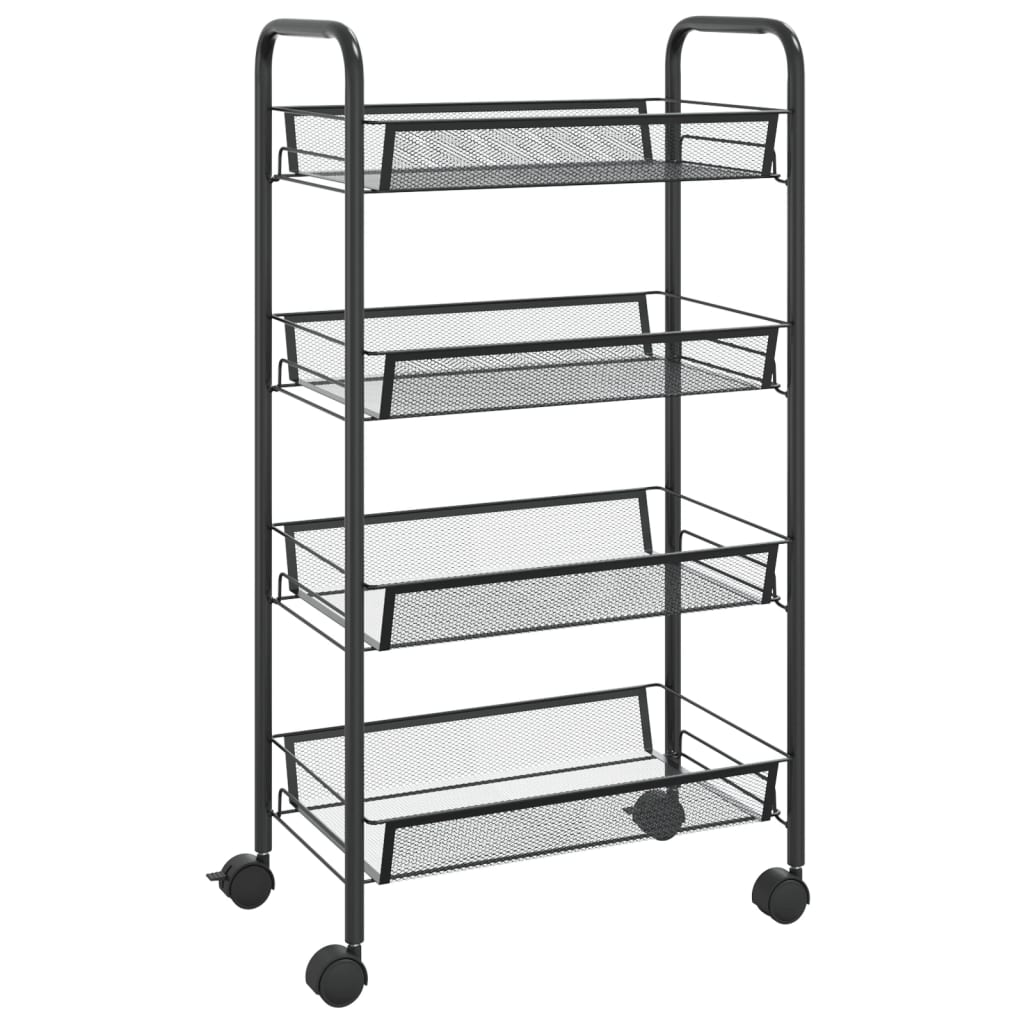 Rullvagn 4 våningar svart 46x26x85 cm järn