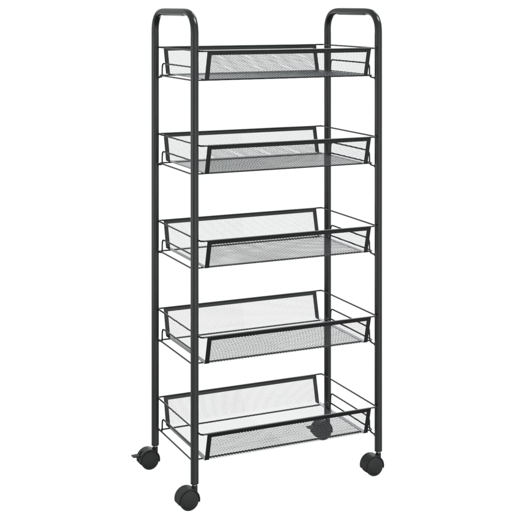 Rullvagn 5 våningar svart 46x26x105 cm järn