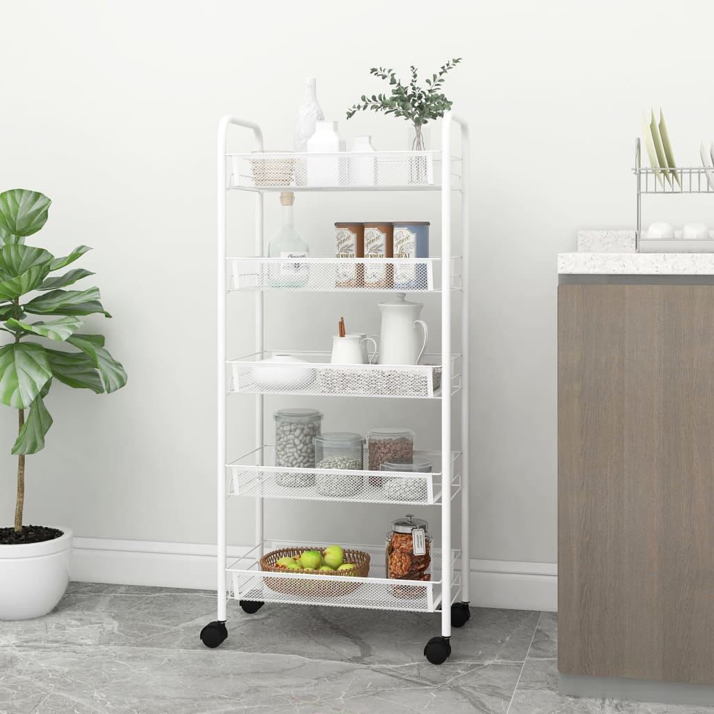 Rullvagn 5 våningar vit 46x26x105 cm järn