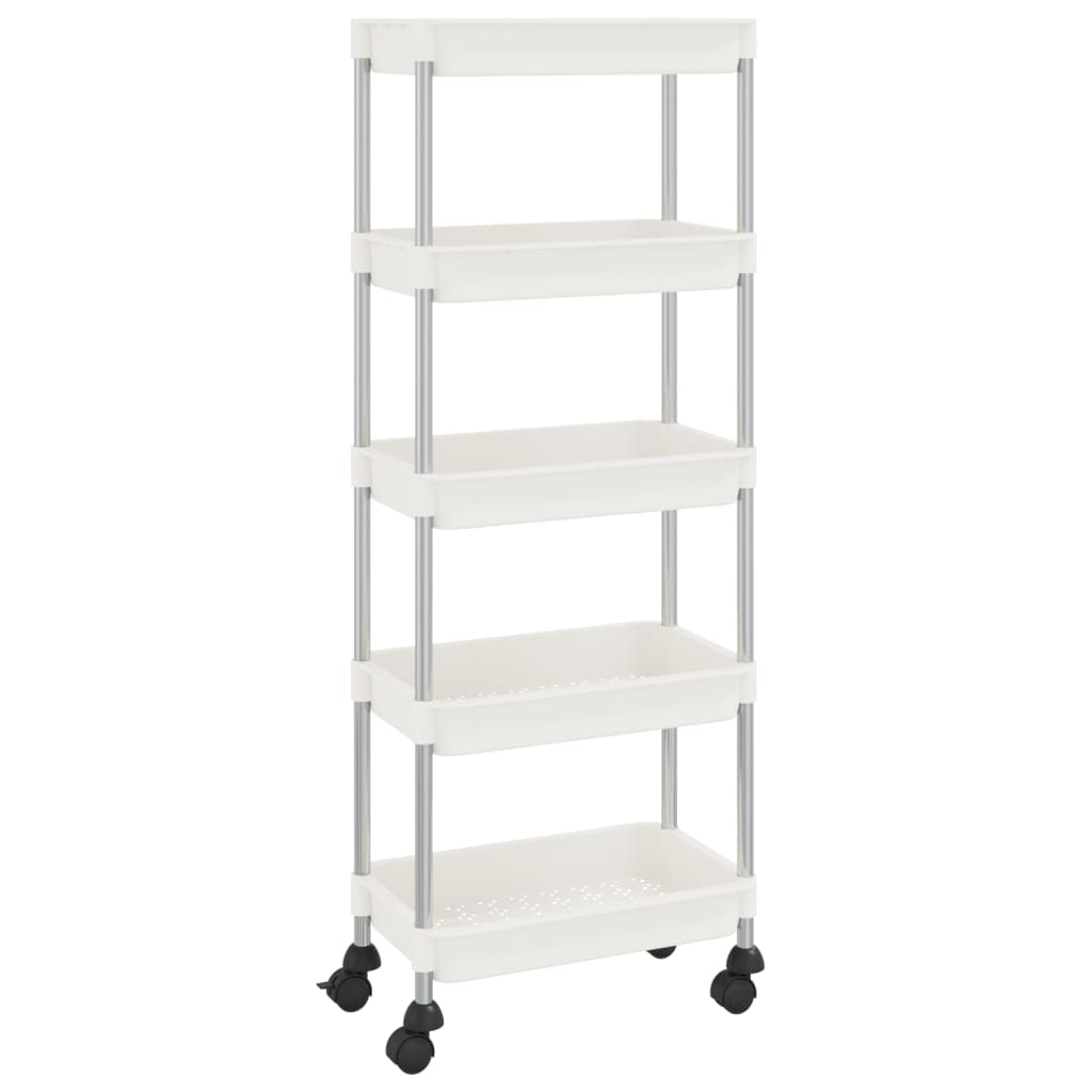 Rullvagn 5 våningar vit 42x29x128 cm järn och ABS
