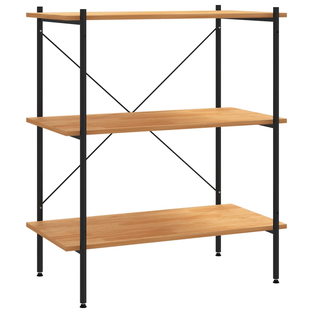 Hylla med 3 våningar svart och ek 80x40x92 cm