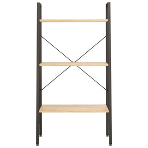 Stående hylla med 3 hyllplan ljusbrun och svart 56x35x108 cm