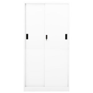 Dokumentskåp med skjutdörr vit 90x40x180 cm stål