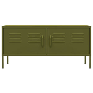 Tv-bänk olivgrön 105x35x50 cm stål