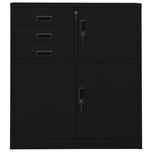 Dokumentskåp svart 90x40x102 cm stål