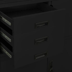 Dokumentskåp svart 90x40x180 cm stål