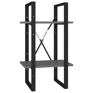Bokhylla 2 hyllplan grå 40x30x70 cm konstruerat trä