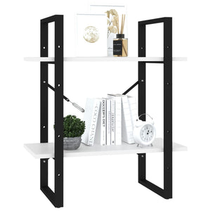 Bokhylla 2 hyllplan vit 60x30x70 cm konstruerat trä