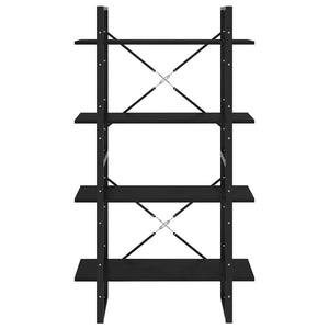 Bokhylla 4 hyllplan svart 80x30x140 cm massiv furu