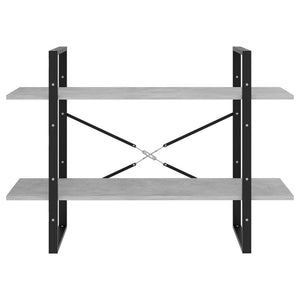 Bokhylla 2 hyllor betonggrå 100x30x70 cm konstruerat trä