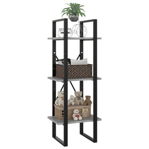 Bokhylla 3 hyllor betonggrå 40x30x105 cm konstruerat trä