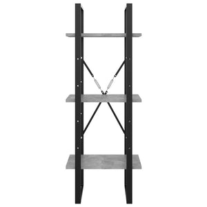 Bokhylla 3 hyllor betonggrå 40x30x105 cm konstruerat trä