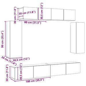 TV-skåp set 6 delar vit konstruerat trä