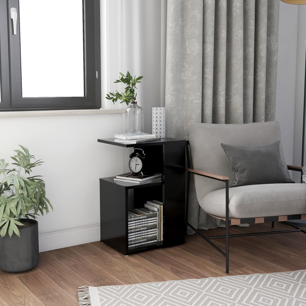 Sidobord svart 36x30x56 cm konstruerat trä