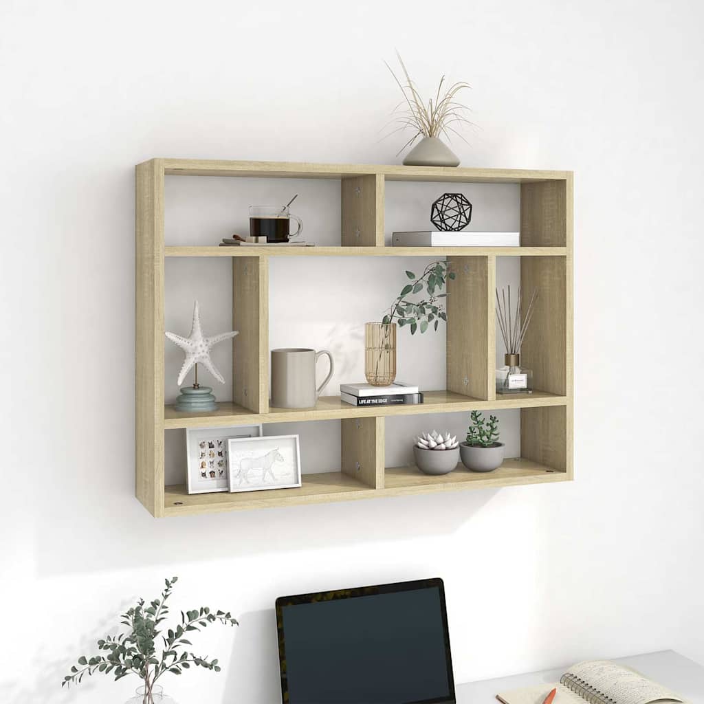 Vägghylla sonoma-ek 75x16x55 cm konstruerat trä