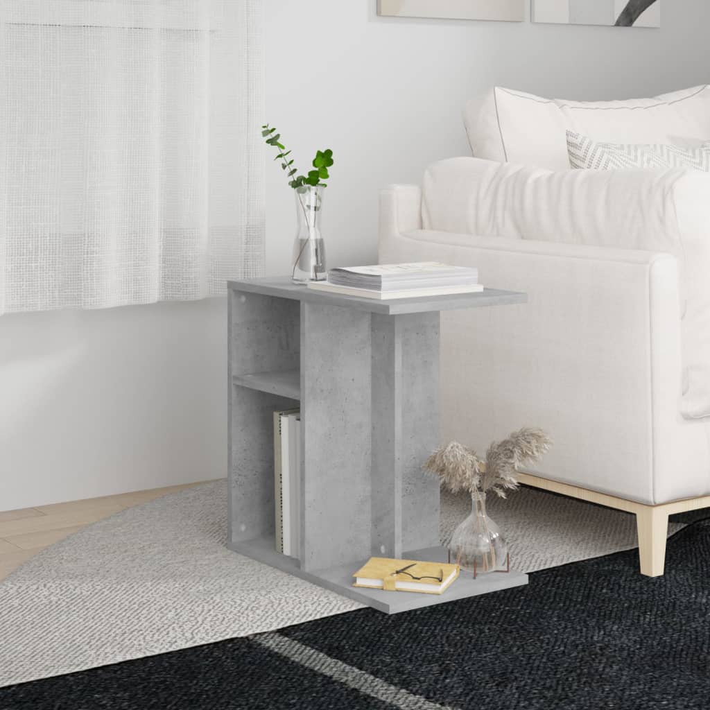 Sidobord betonggrå 50x30x50 cm konstruerat trä