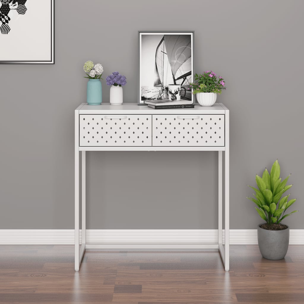 Konsolbord vit 72x35x75 cm stål