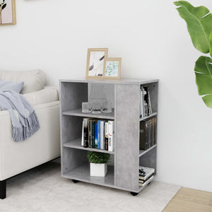 Skåp med hjul betonggrå 60x35x75 cm konstruerat trä