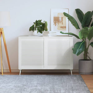 Skåpluckor lamelldesign 2 st vit 69x59,4 cm massiv furu