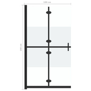 Vikbar duschvägg med halvfrostat ESG-glas 100x190 cm