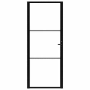 Innerdörr ESG-glas och aluminium 93x201,5 cm svart