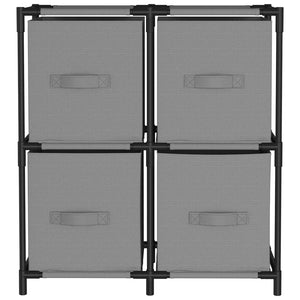 Förvaringsskåp med 4 tygkorgar grå 63x30x71 cm stål