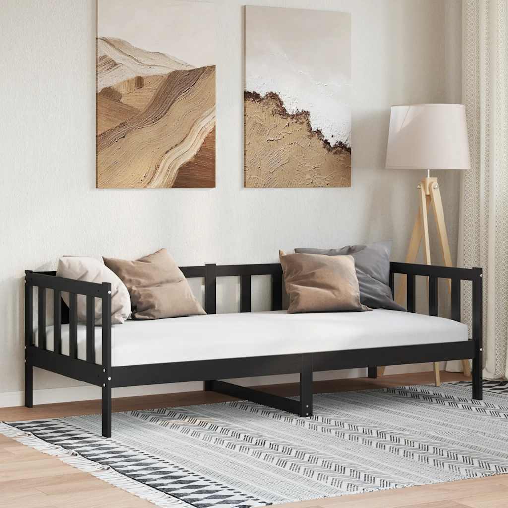 Dagbädd svart massiv furu 90x200 cm