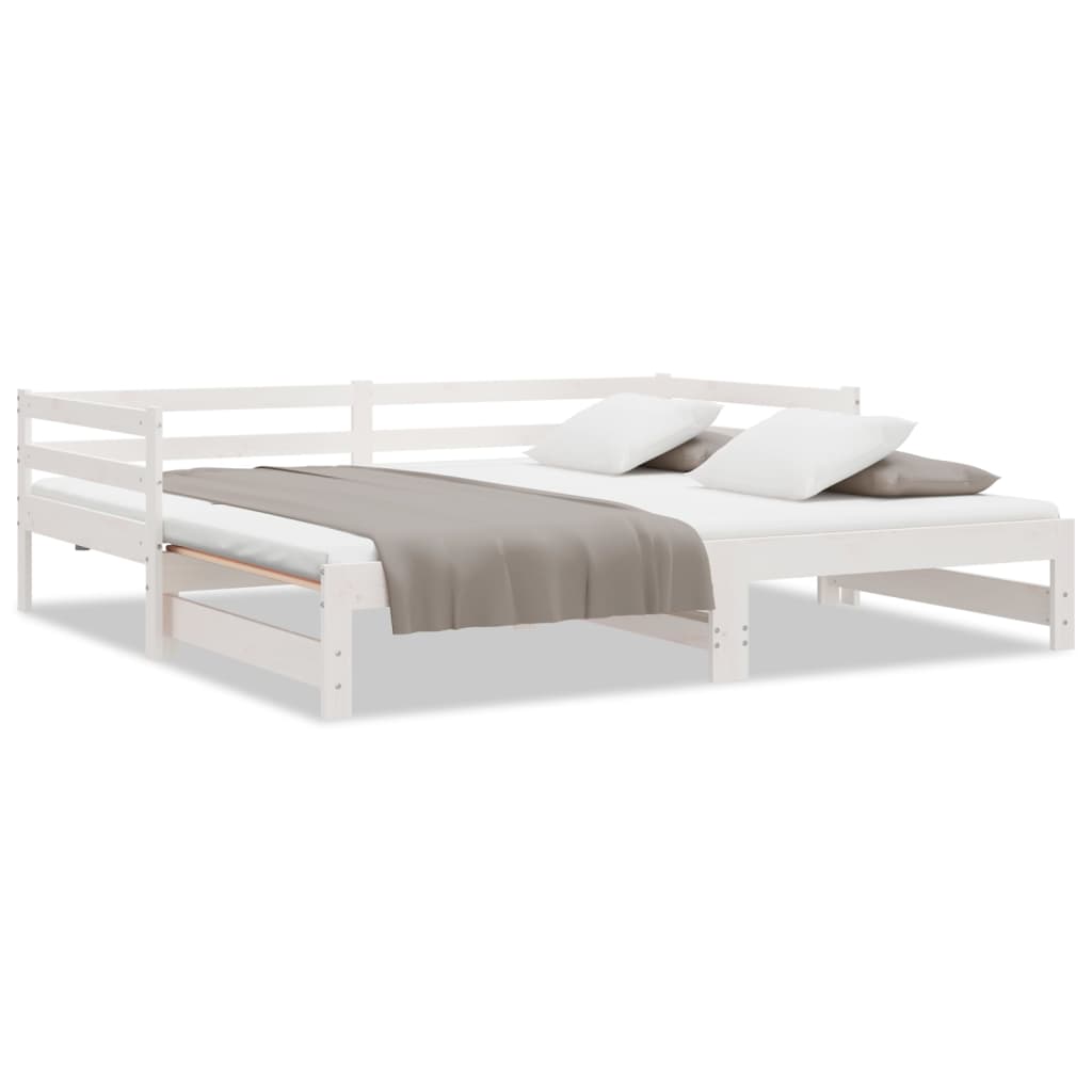 Dagbädd utdragbar vit massiv furu 2x(90x200) cm