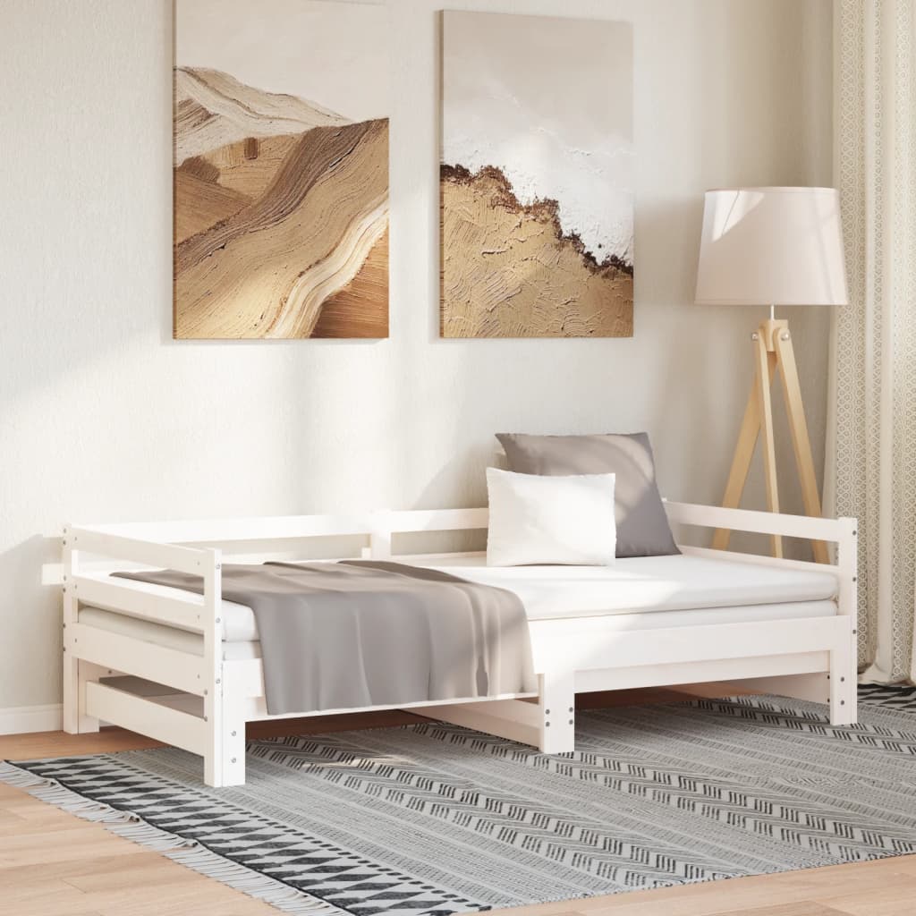 Dagbädd utdragbar vit massiv furu 2x(90x200) cm