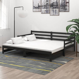 Dagbädd svart massiv furu 2x(90x200) cm