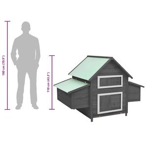 Hönshus grå och vit 150x96x110 cm massivt granträ