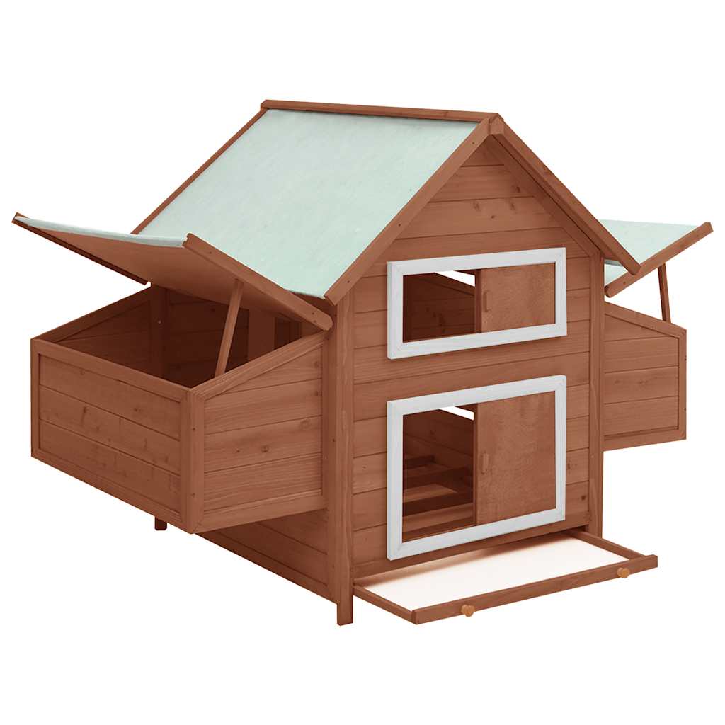 Hönshus mocka och vit 150x96x110 cm massivt granträ