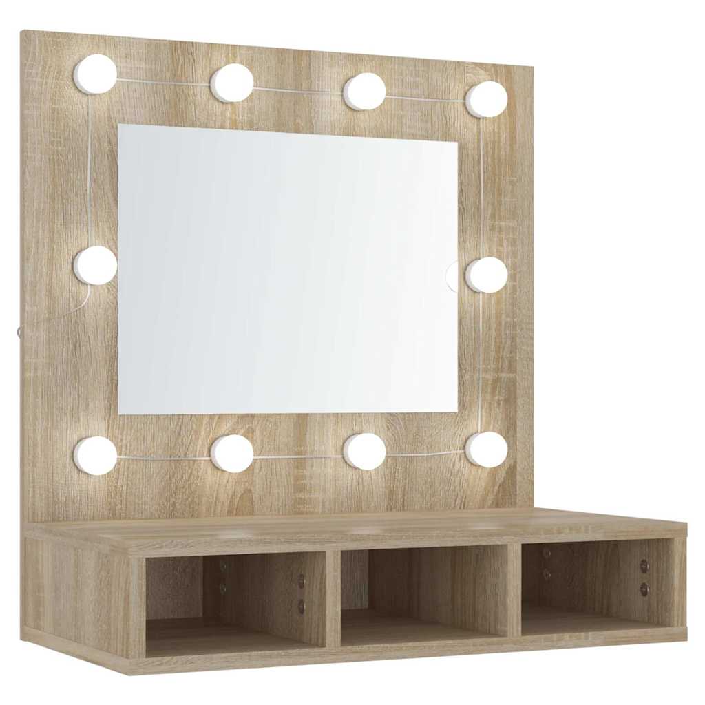 Spegelskåp med LED sonoma-ek 60x31,5x62 cm