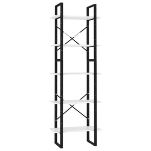 Bokhylla med 5 hyllplan vit 60x30x175 cm konstruerat trä