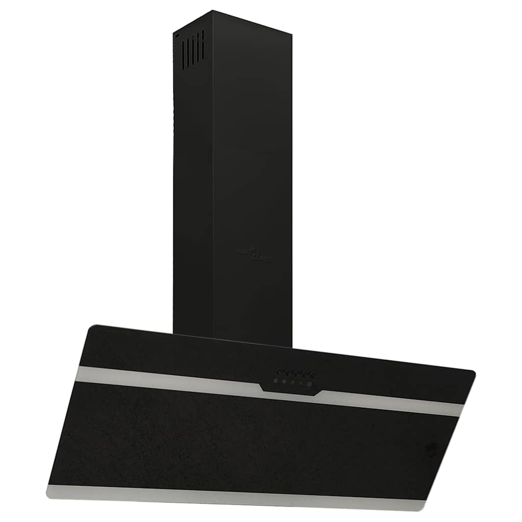 Köksfläkt 90 cm stål och härdat glas svart